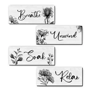 4 piezas de arte de pared para baño rústico granja_1