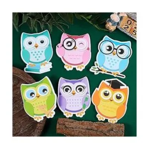 Paquete de 6 blocs de notas adhesivas con forma de búho_5