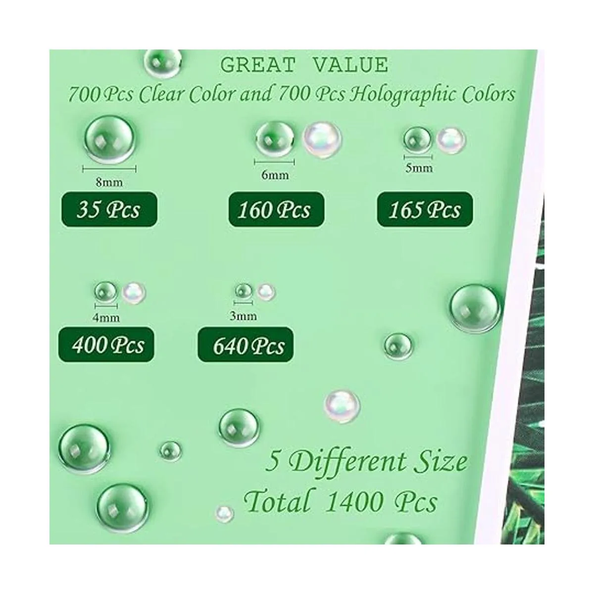 MIKIMIQI 1400 gotas de agua holográficas transparentes de_2