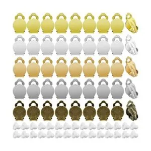 Juego de 200 clips redondos para aretes de bandeja plana_1