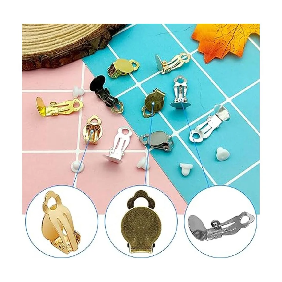 Juego de 200 clips redondos para aretes de bandeja plana_4