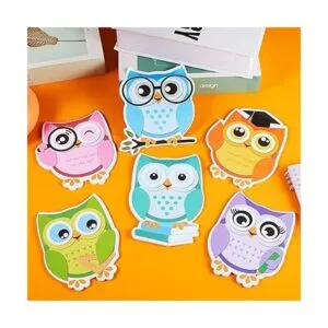 Paquete de 6 blocs de notas adhesivas con forma de búho_4