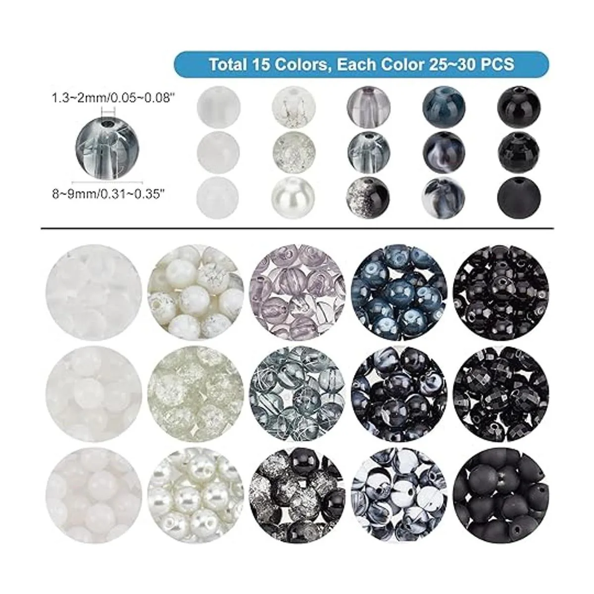 PH PandaHall 450 cuentas de cristal de color mármol de_3