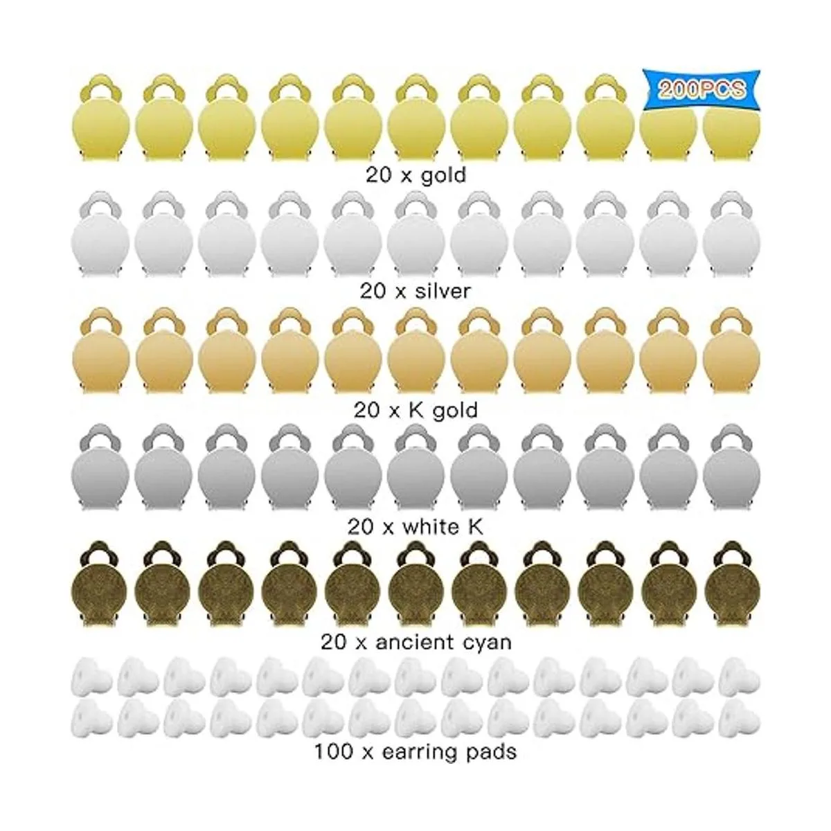 Juego de 200 clips redondos para aretes de bandeja plana_2