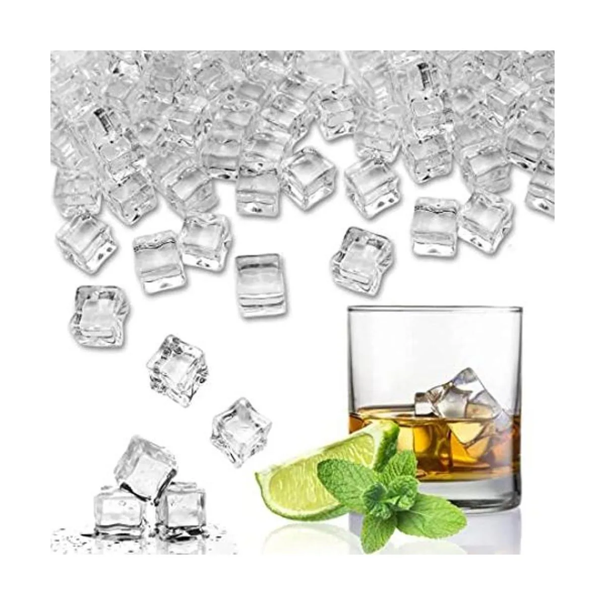 Cubos de hielo cuadrados triturados falsos de diamantes de_1