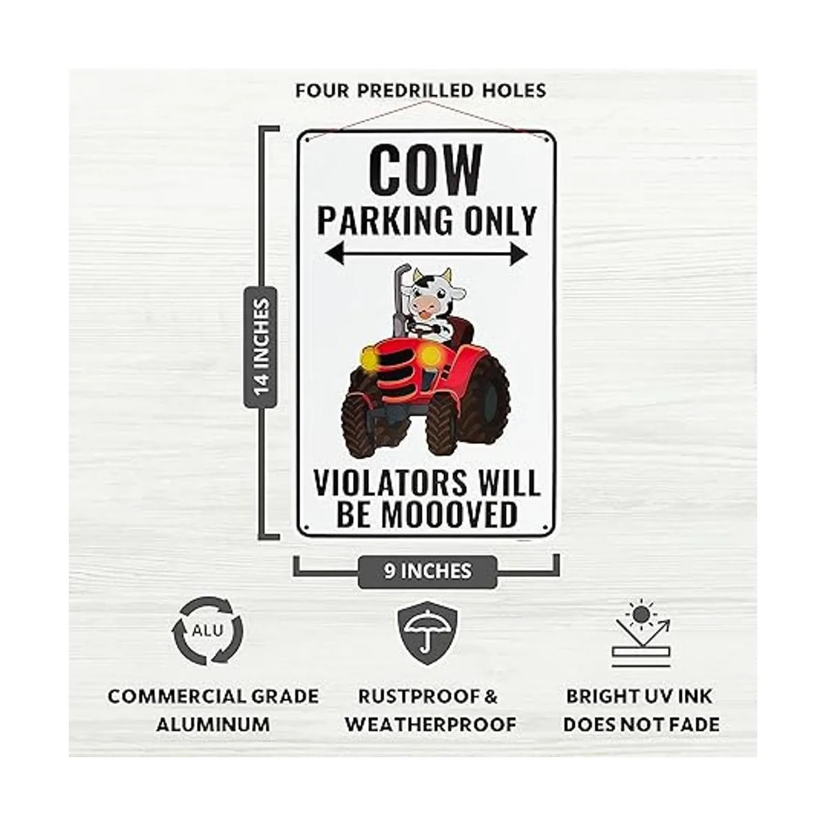 Decoración de cartel de vaca 9 x 14 pulgadas aluminio_2