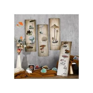 Paquete de 4 carteles de decoración de pared de hongos_4