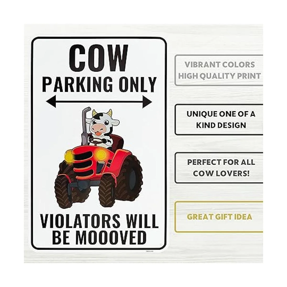 Decoración de cartel de vaca 9 x 14 pulgadas aluminio_3