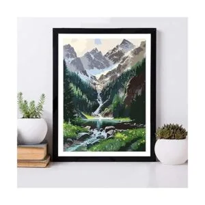 Pintura por números de montañas en cascada para pintar_3