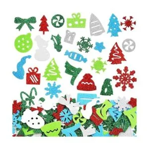 500 calcomanías de espuma con purpurina de Navidad para_3