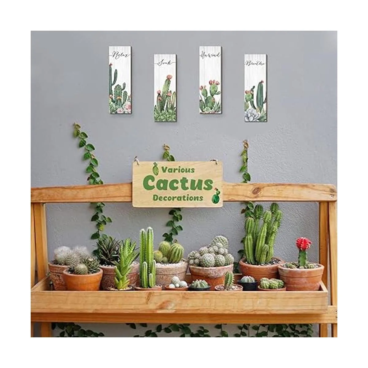 4 piezas de letrero de cactus para decoración de pared de_3
