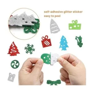 500 calcomanías de espuma con purpurina de Navidad para_5