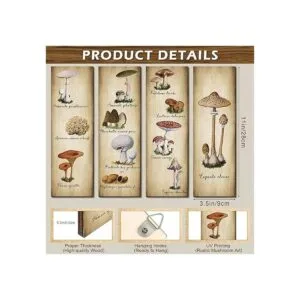 Paquete de 4 carteles de decoración de pared de hongos_2