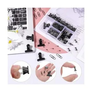 Juego de 500 pines negros clips para carpeta clips de_3