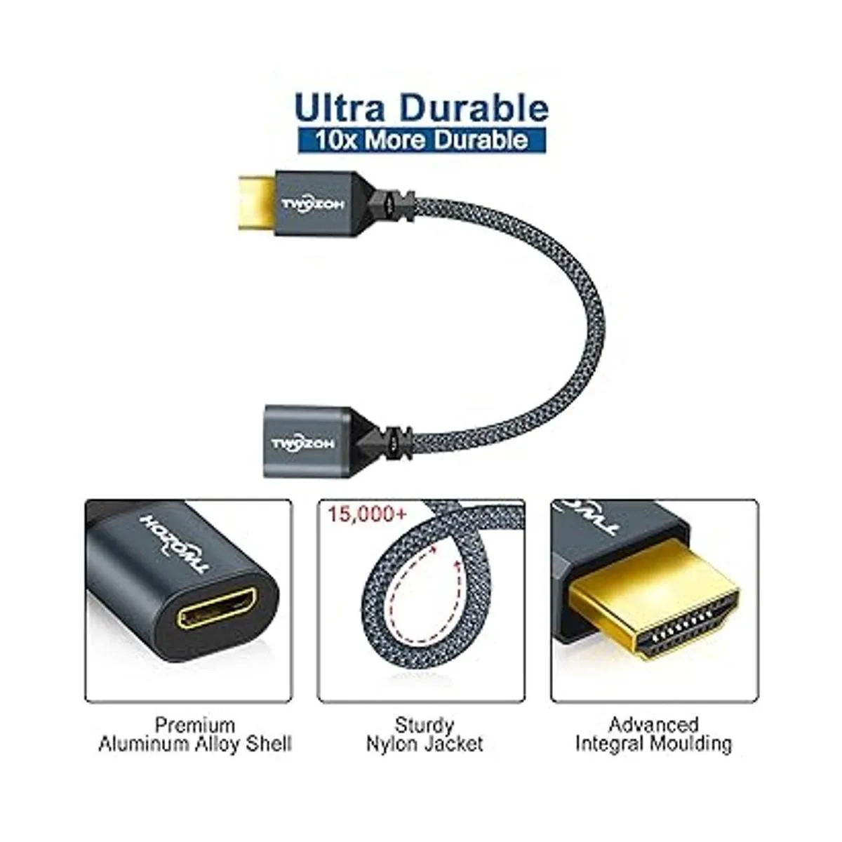 Twozoh Cable adaptador HDMI macho a mini HDMI hembra_4