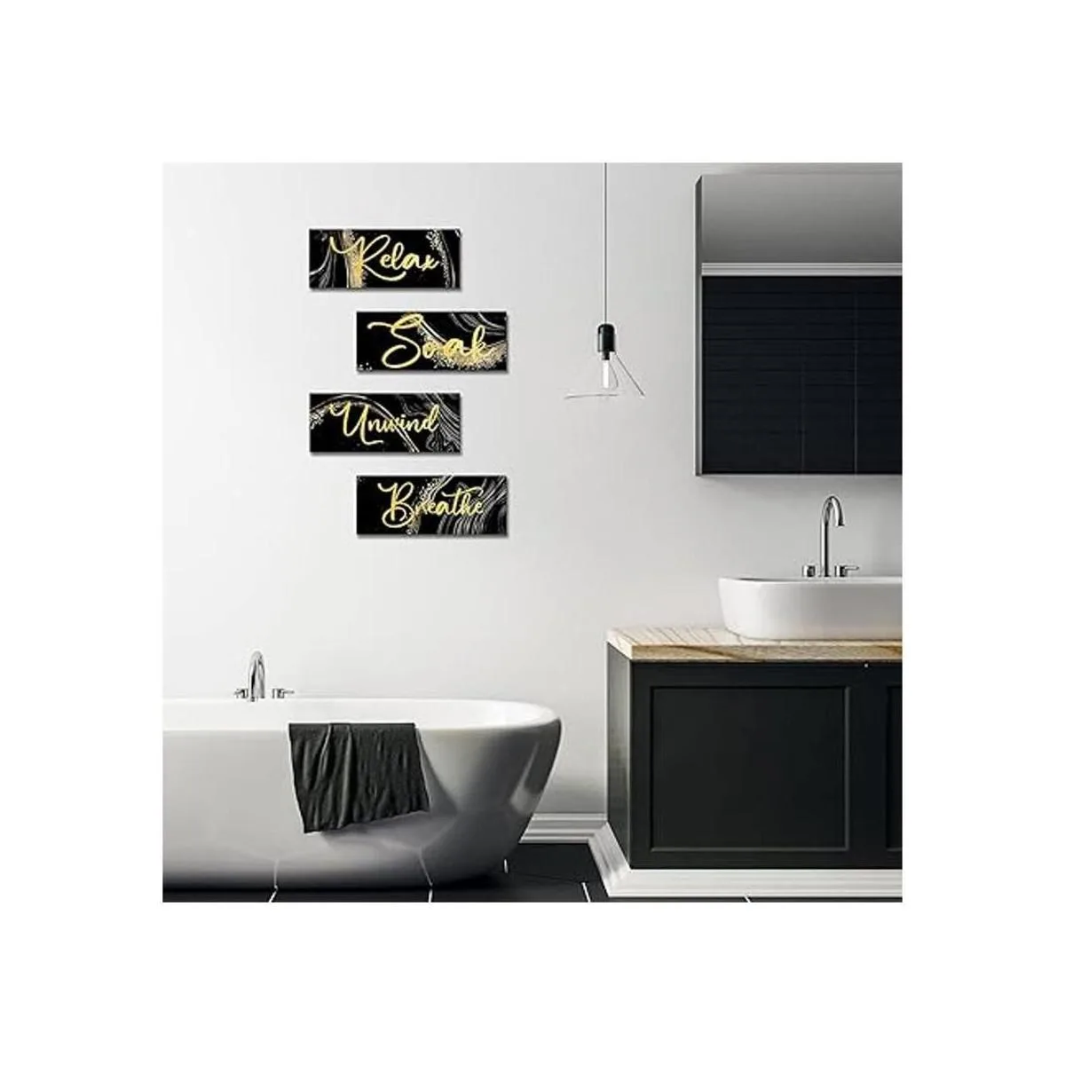 4 piezas de decoración de pared de baño arte de pared_4