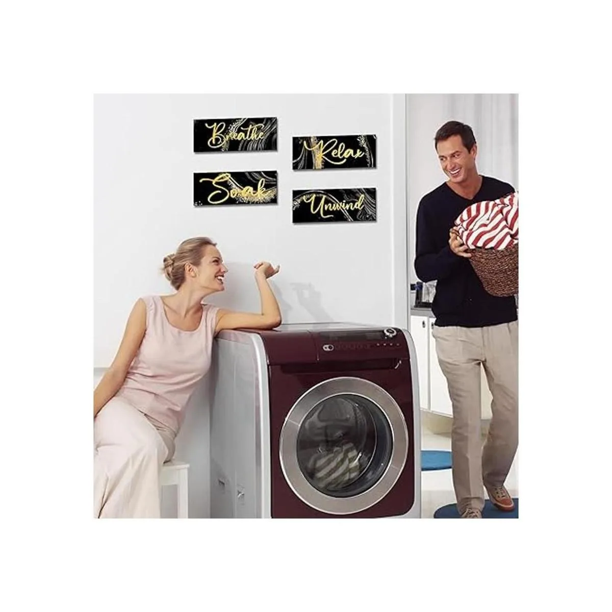 4 piezas de decoración de pared de baño arte de pared_5