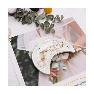 Bandeja de cerámica para joyas de luna plato decorativo_4