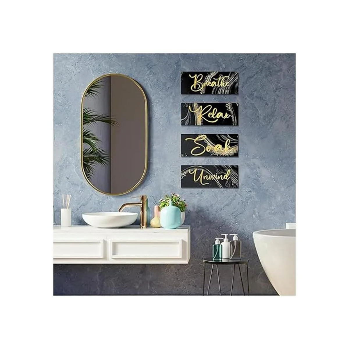 4 piezas de decoración de pared de baño arte de pared_6