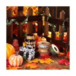 4 rollos de cinta de hoja de arce de Acción de Gracias de_7