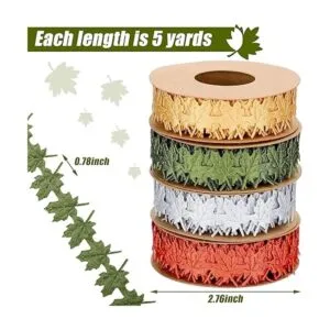 4 rollos de cinta de hoja de arce de Acción de Gracias de_3