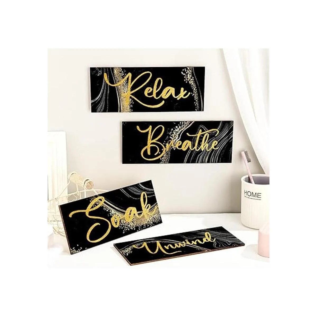 4 piezas de decoración de pared de baño arte de pared_2