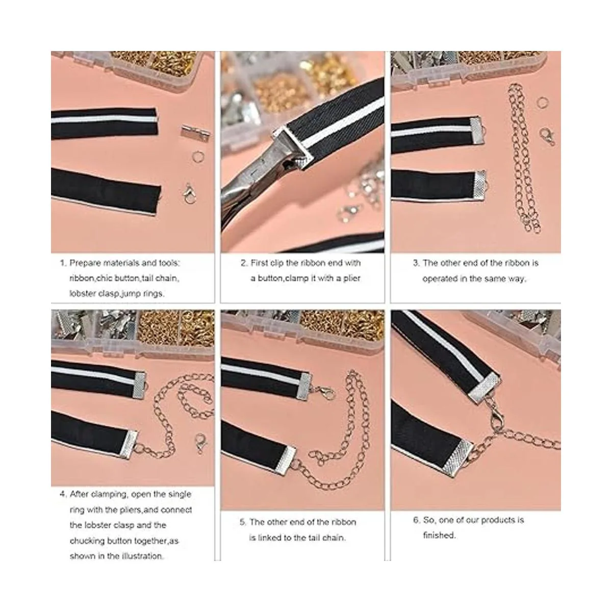 Kit de pulsera de cinta de 373 piezas para hacer joyas con_3