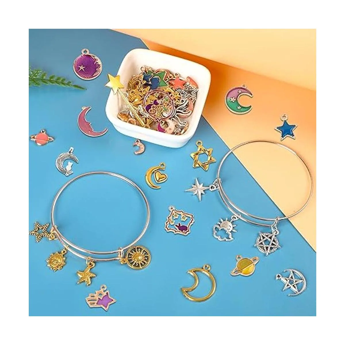 SANNIX 120 dijes mixtos de sol y estrella luna para_5