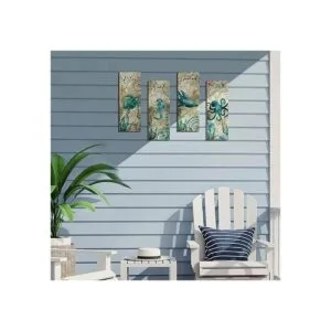 4 piezas de decoración de baño oceánico letrero rústico_6