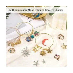 SANNIX 120 dijes mixtos de sol y estrella luna para_2