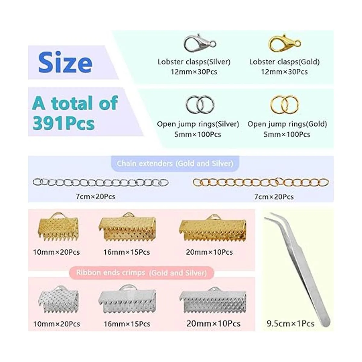 Kit de pulsera de cinta de 373 piezas para hacer joyas con_2