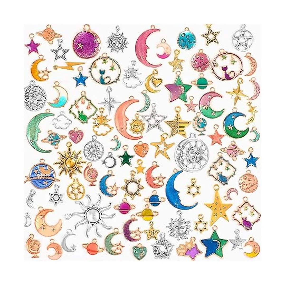 SANNIX 120 dijes mixtos de sol y estrella luna para_1