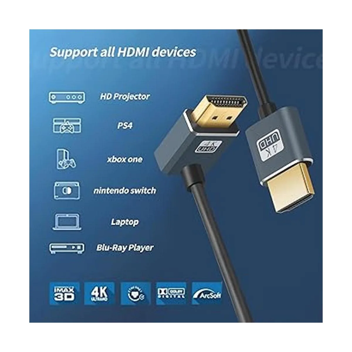 Twozoh Cable HDMI flexible a HDMI en ángulo hacia abajo de_3