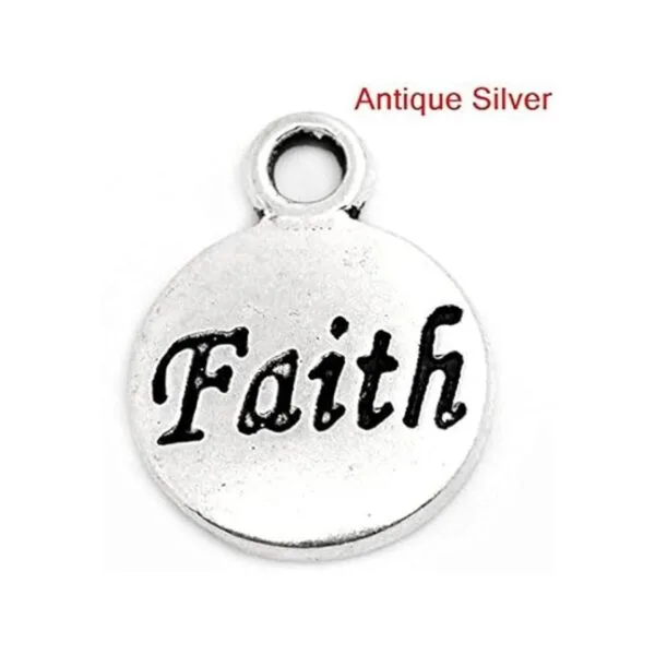 JGFinds Faith Message Charms tono plateado paquete de_4