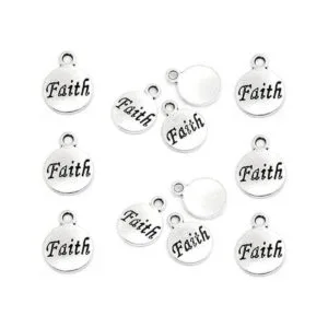 JGFinds Faith Message Charms tono plateado paquete de_1