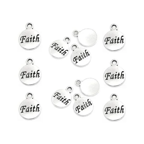 JGFinds Faith Message Charms tono plateado paquete de_1