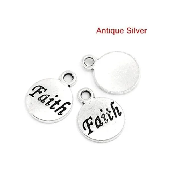 JGFinds Faith Message Charms tono plateado paquete de_3