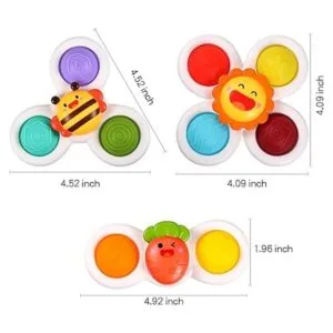 3 piezas Juguetes giratorios de ventosa para niños de 1 a_6
