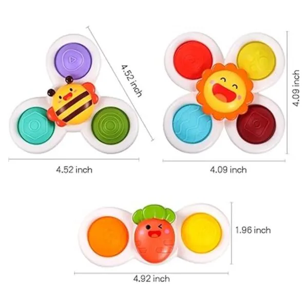 3 piezas Juguetes giratorios de ventosa para niños de 1 a_6