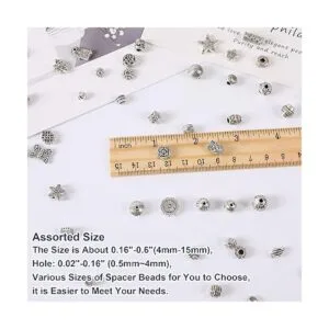UPINS 300 cuentas espaciadoras de plata para hacer joyas_3