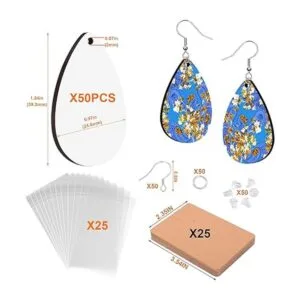 50 piezas de productos de sublimación en blanco Aretes de_2