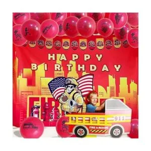 Paquete de 24 globos de látex con temática de bomberos de_3