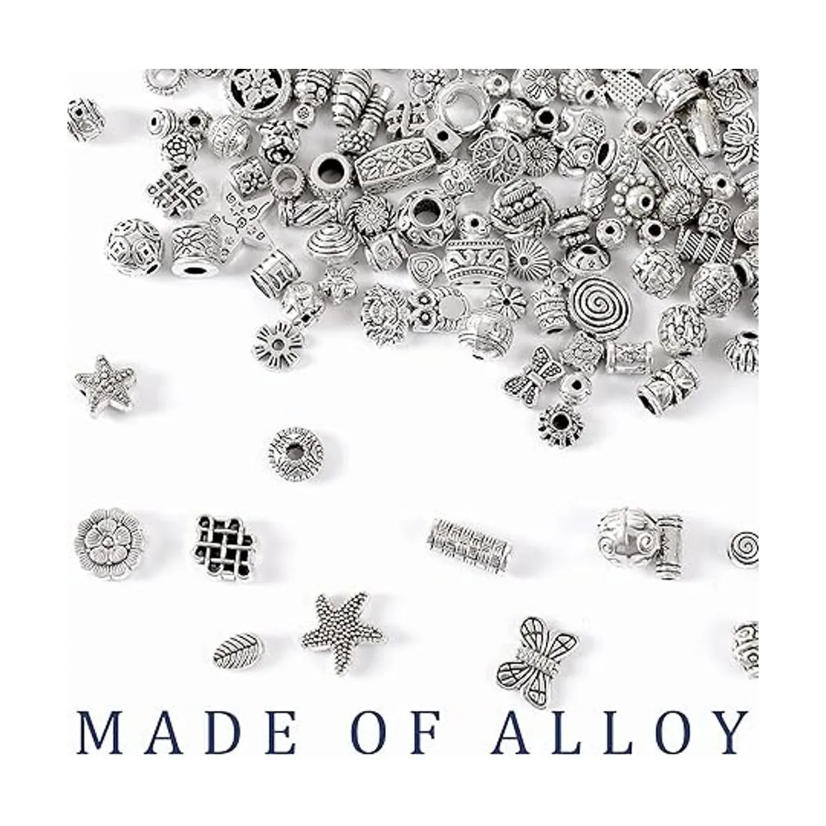 UPINS 300 cuentas espaciadoras de plata para hacer joyas_2