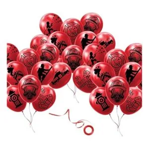 Paquete de 24 globos de látex con temática de bomberos de_6