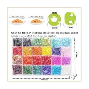 Yholin Kit de cuentas de semillas de vidrio 12000 cuentas_3