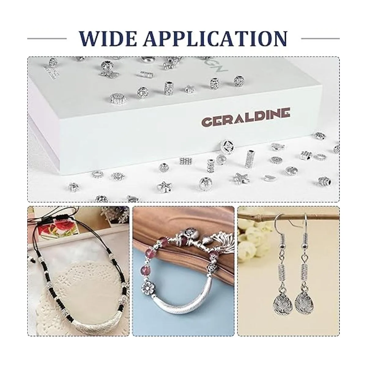 UPINS 300 cuentas espaciadoras de plata para hacer joyas_6