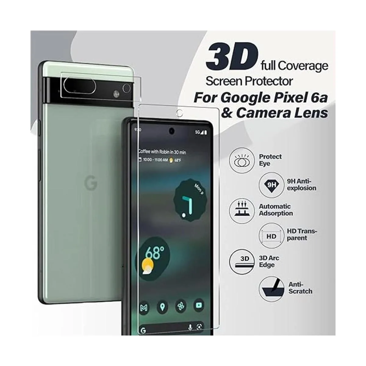 Pixel 6a Protector de pantalla de vidrio templado_2