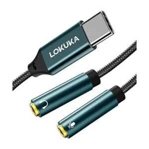 LOKUKA USB C to 2 TRS 3.5mm Headphone Mic Splitter Adapter_1