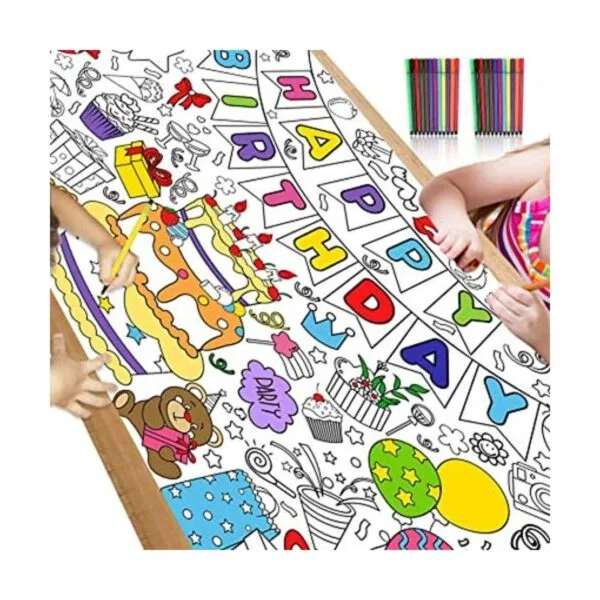 HOWAF Póster para colorear de feliz cumpleaños con 24_1