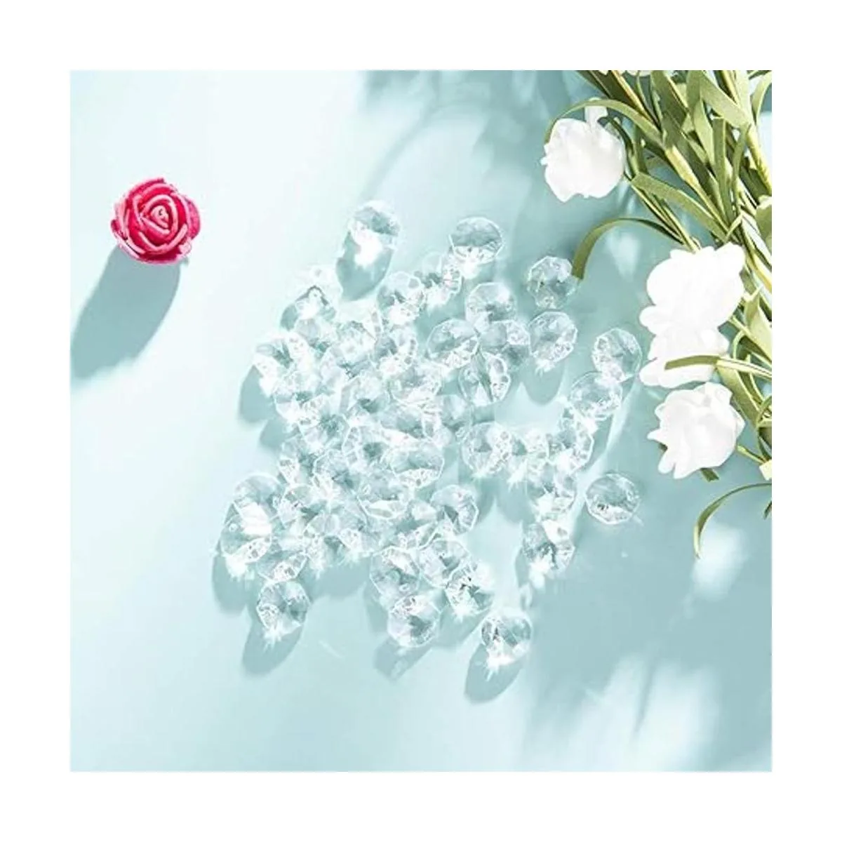 Lote de 100 cuentas octágonas de cristal transparente_4